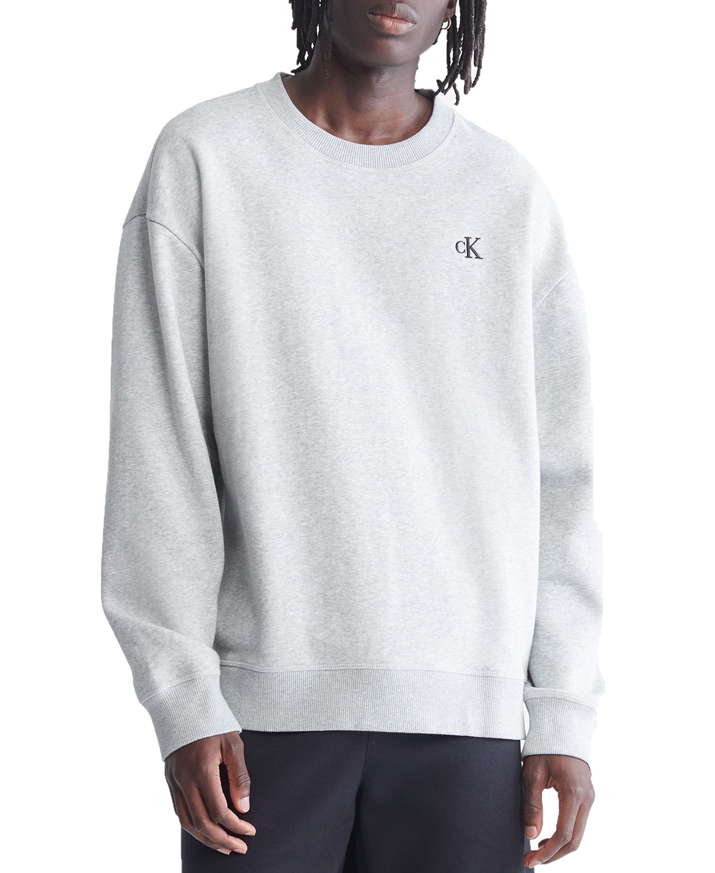 Calvin Klein Men's Relaxed Fit Monogram Logo Fleece Sweatshirt