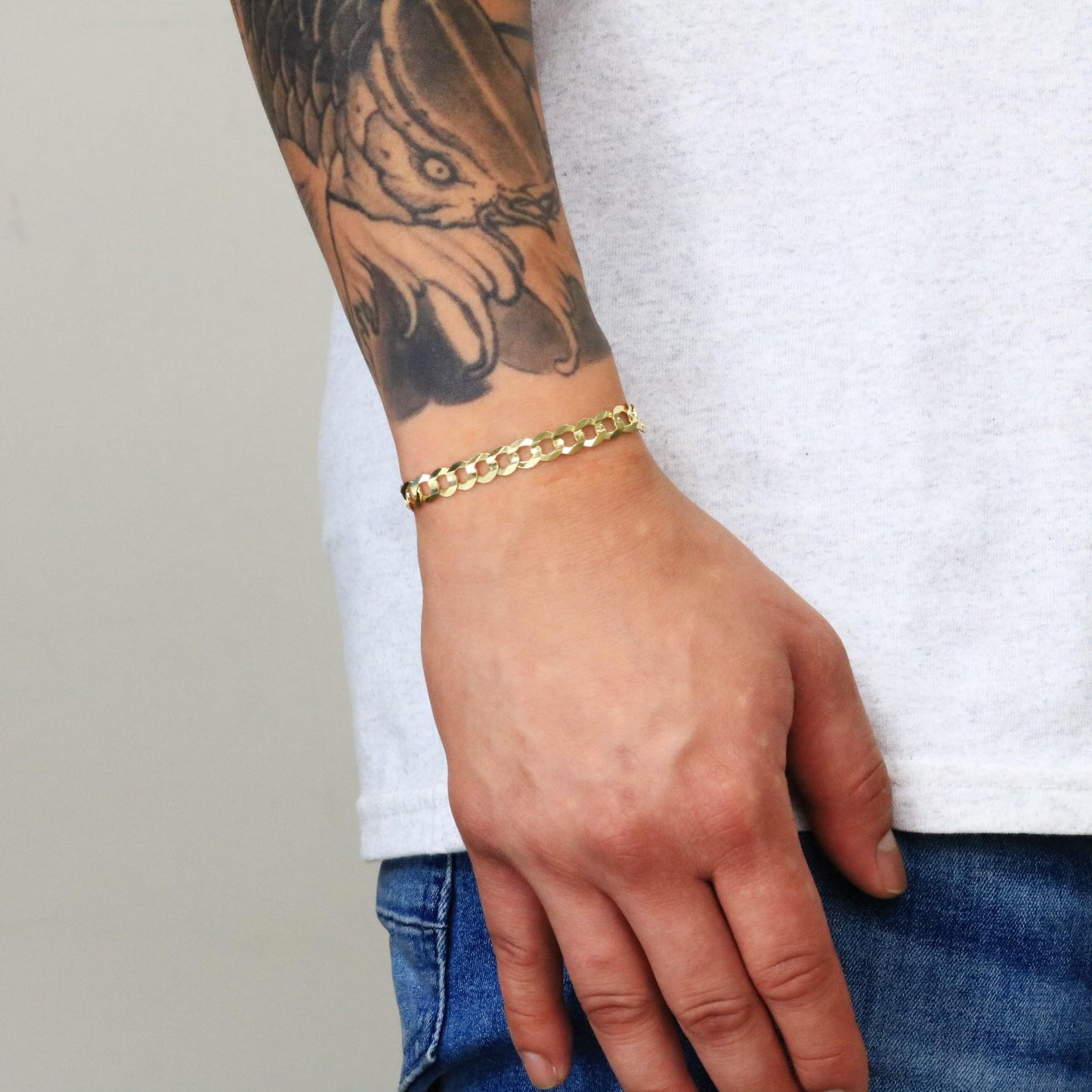 Nuragold 14k Yellow Gold 7mm Solid Cuban Curb Link Chain Bracelet, Mens Jewelry 7" 7.5" 8" 8.5" 9"