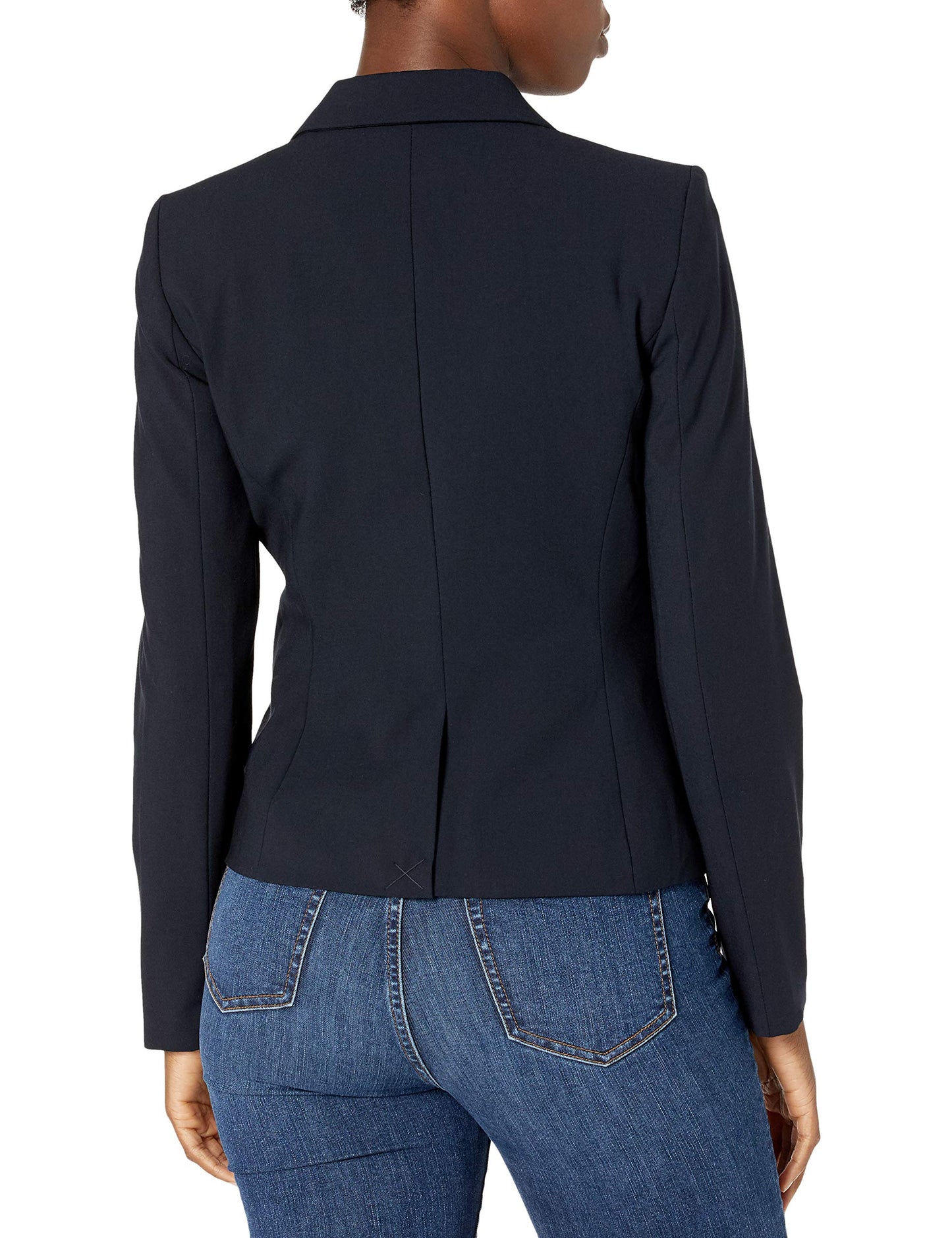 Calvin Klein Women's Two Button Lux Suit Blazer, Navy, 0
