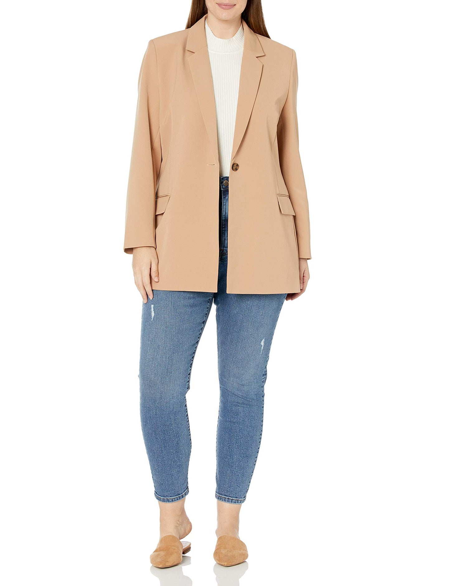 The Drop Women's Blake Long Blazer, Praline, Small