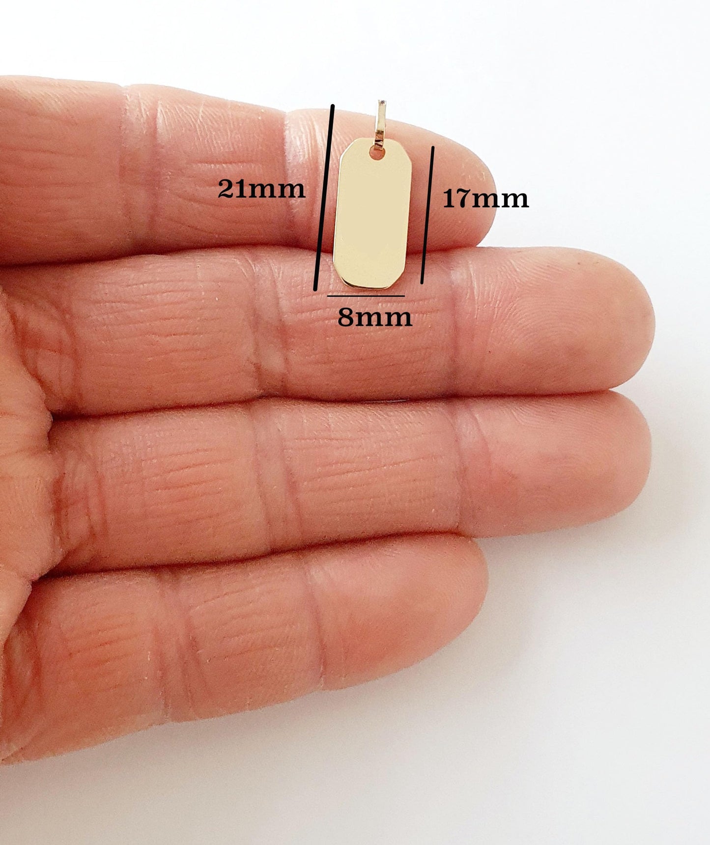 Solid 14K Gold Pendant Initial Personalised Monogram Name Engraved Jewelry Gift for Women Round Tag Medallion Rectangle Charm for Necklace