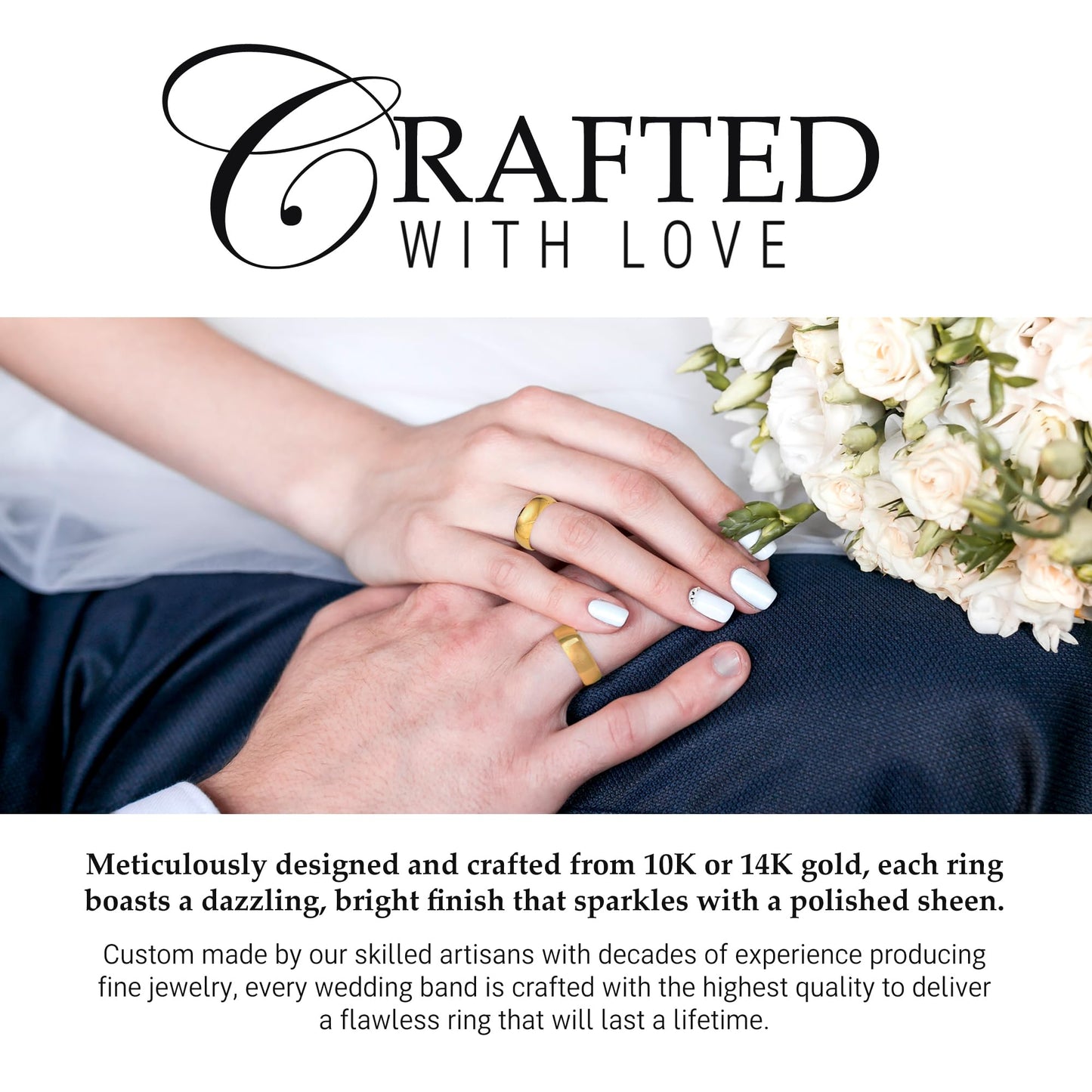 EWB Signature Jewelry Classic 6mm Solid Gold Wedding Band in 14K Yellow Gold, Comfort Fit, Finger Size 9