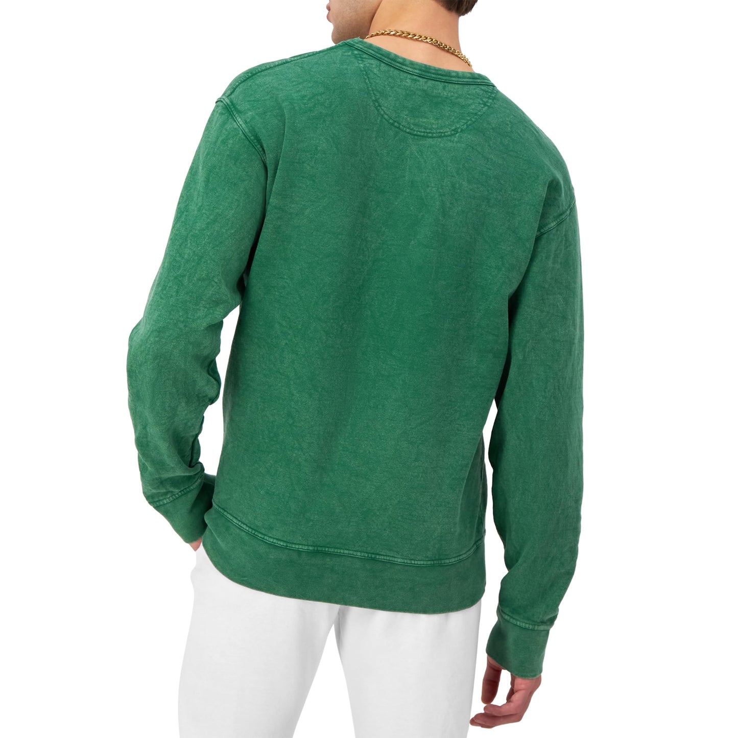 Champion, Mineral Dye Graphic Crewneck, Men's Pullover Sweatshirt, Road Sign Green Script Stripe