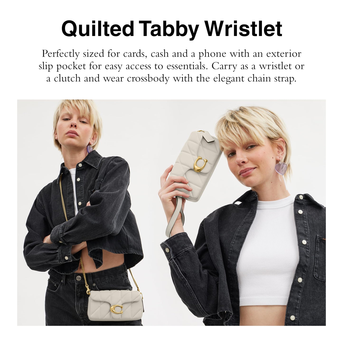 Coach Quilted Pillow Leather Tabby Wristlet with Chain