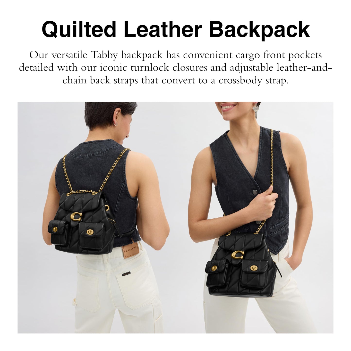 Coach Women's Tabby Backpack, Black, Large