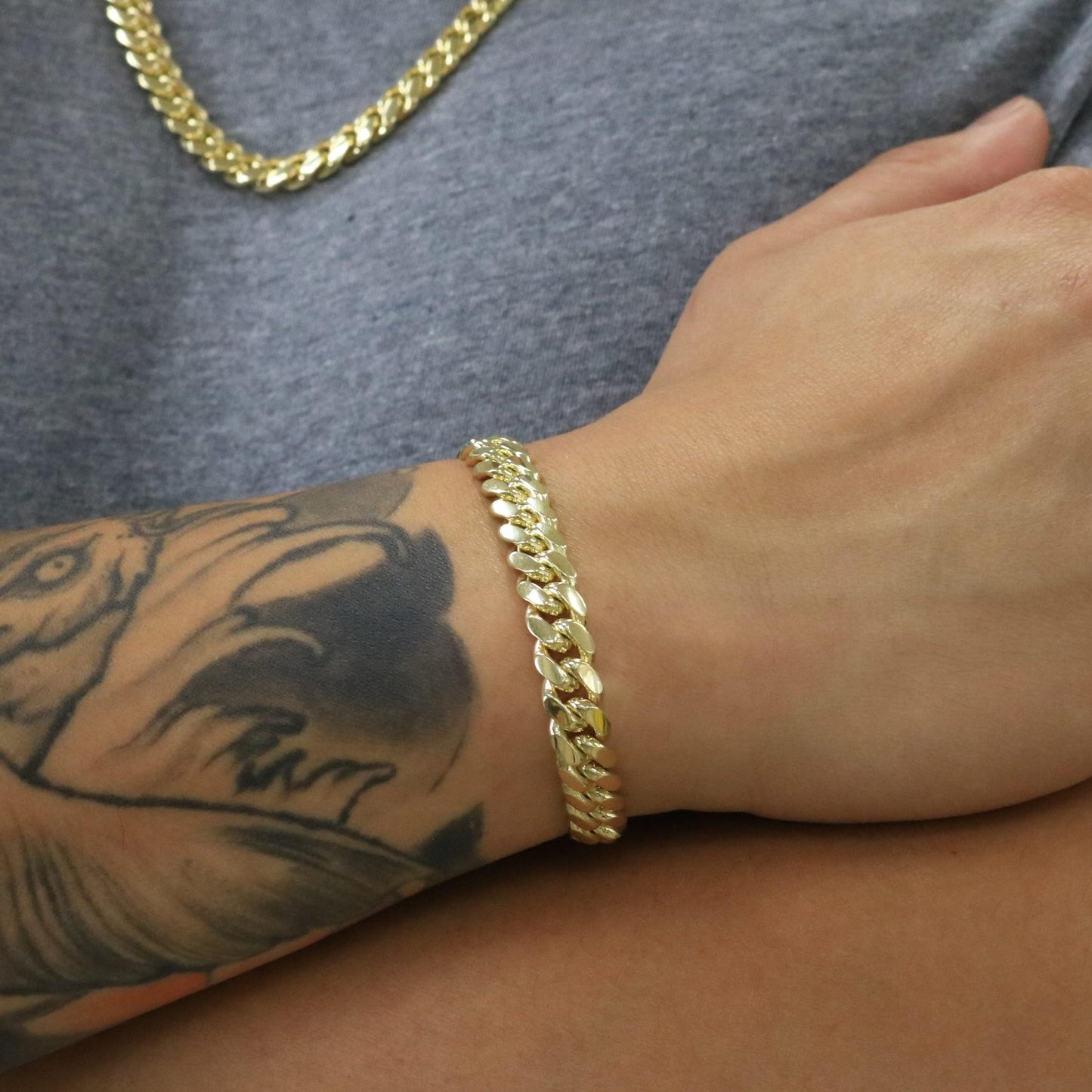 Nuragold 14k Yellow Gold 8mm Solid Miami Cuban Link Chain Bracelet, Mens Jewelry Box Clasp 7" 7.5" 8" 8.5" 9"