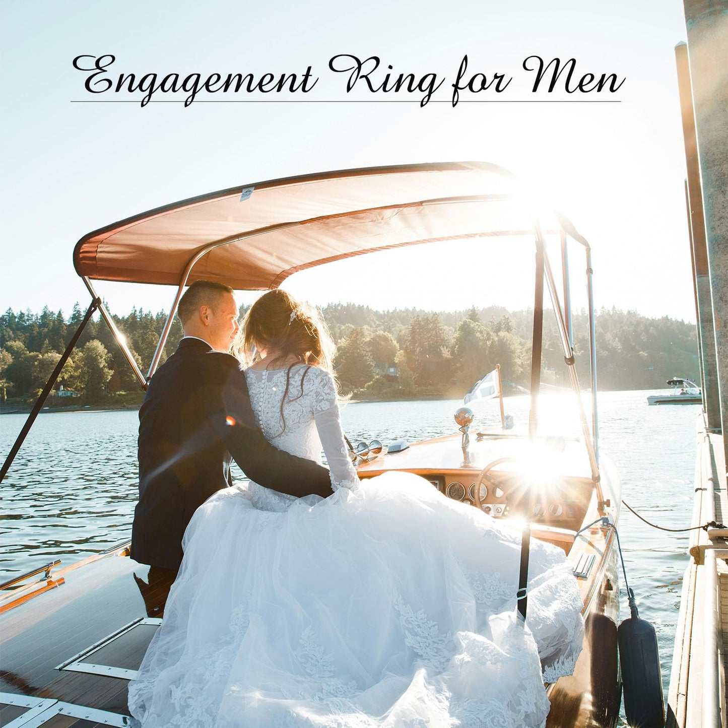 PYTALI Channel Emerald Gold Ring for Men 9K 10K 14K 18K Solid Yellow Gold Men's Ring Moissanite Engagement Band Ring for Men Boyfriend Husband Engagement Wedding Anniversary Size 4 to 16