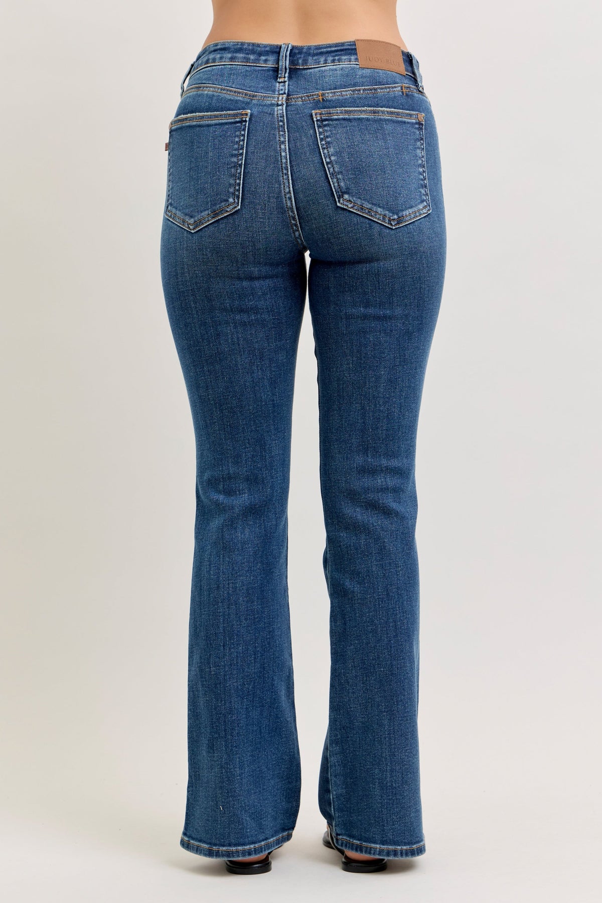 Judy Blue Mid Rise Bootcut Jeans with Side Slit and Cell Phone Pocket, Inseam 32"