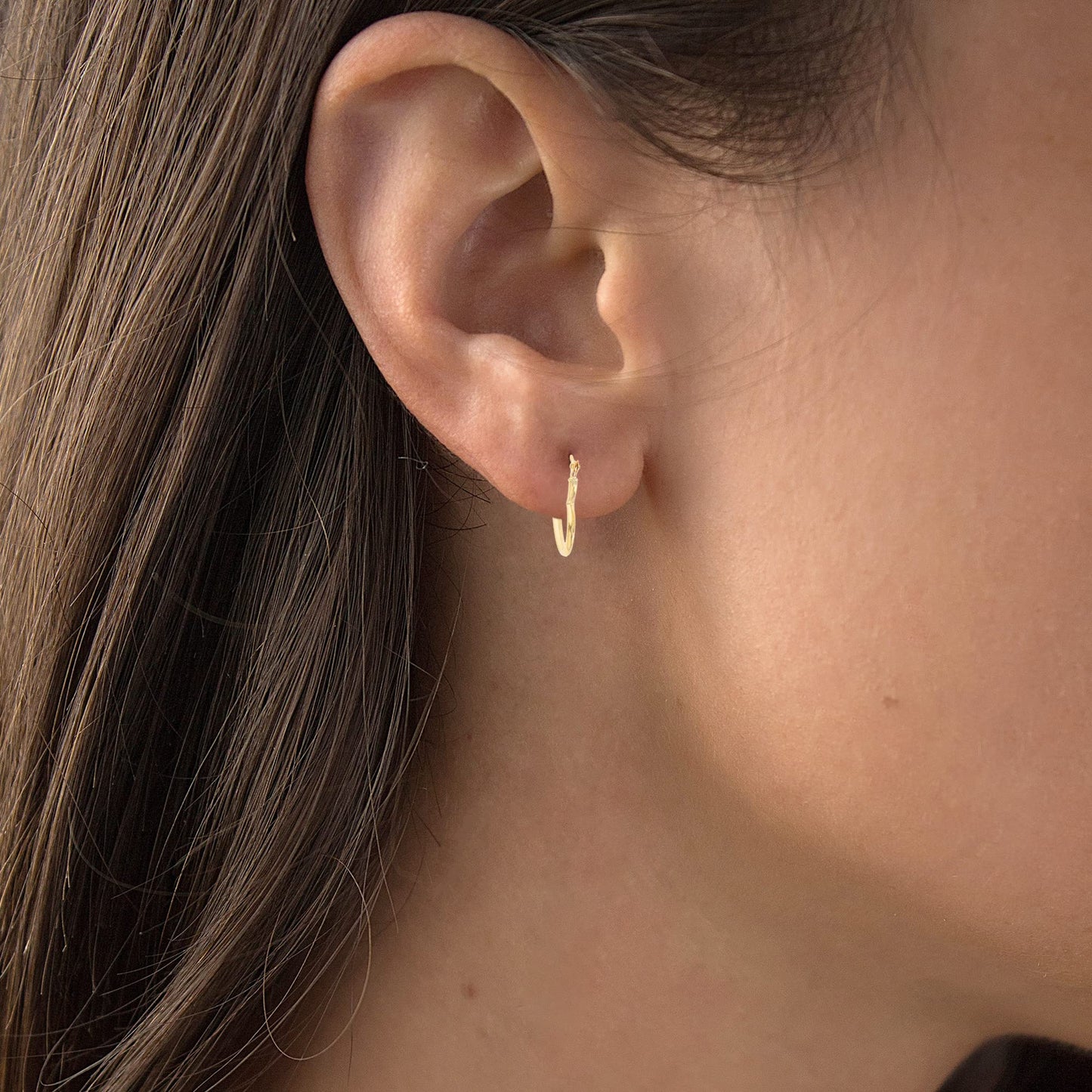 14K Yellow Gold Solid Sideways Heart Shaped Hoop Earrings For Women, 1.20x15mm