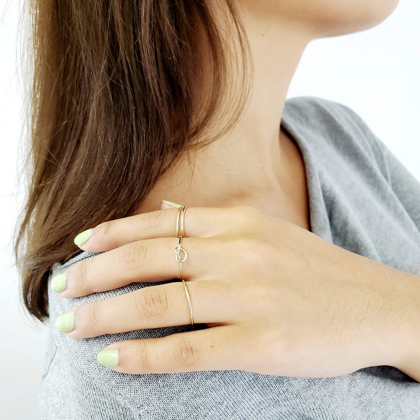 14k Solid Gold Stacking Knot Ring (yellow-gold, 7)