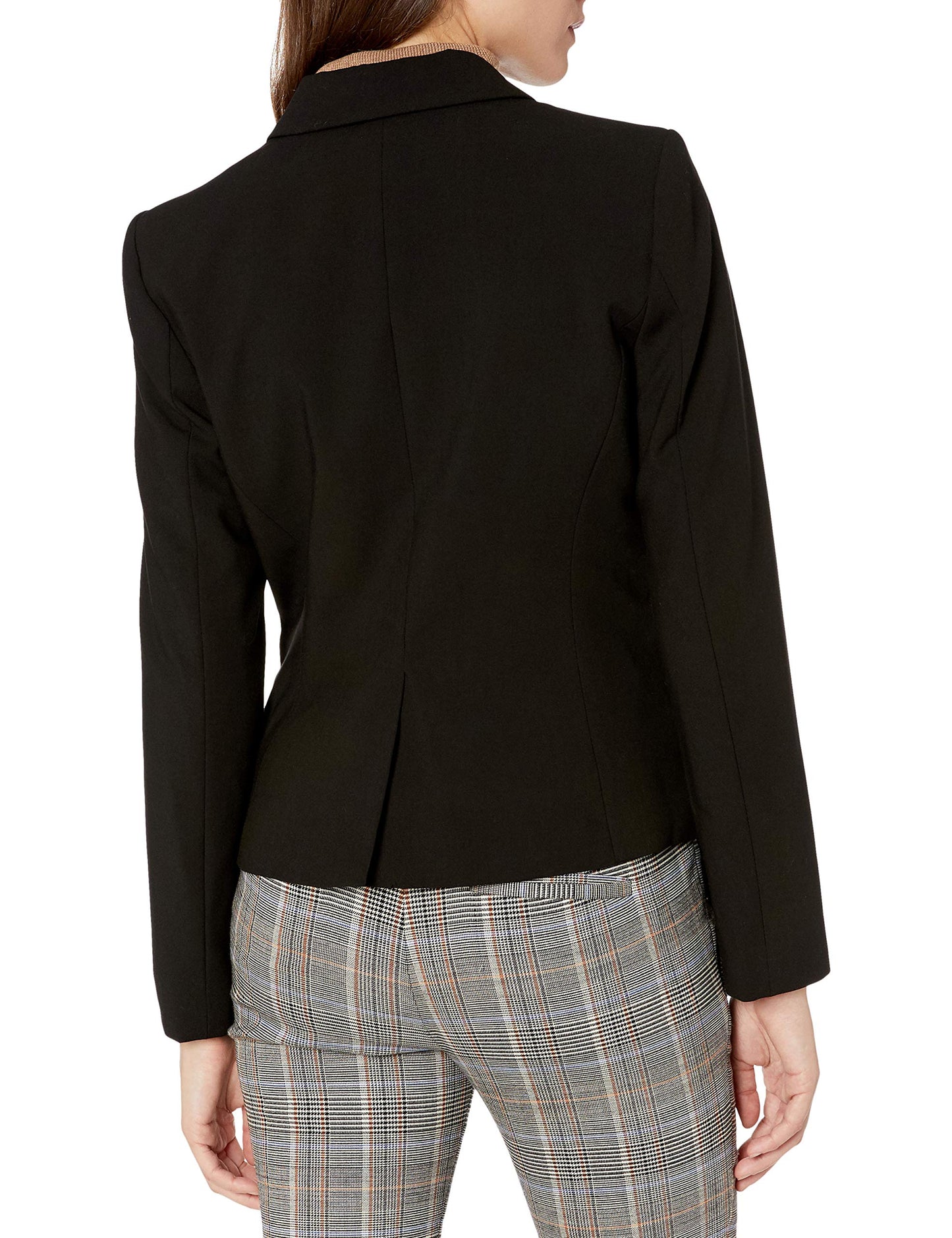 Calvin Klein Women's Two Button Lux Suit Blazer, Black Night, 10