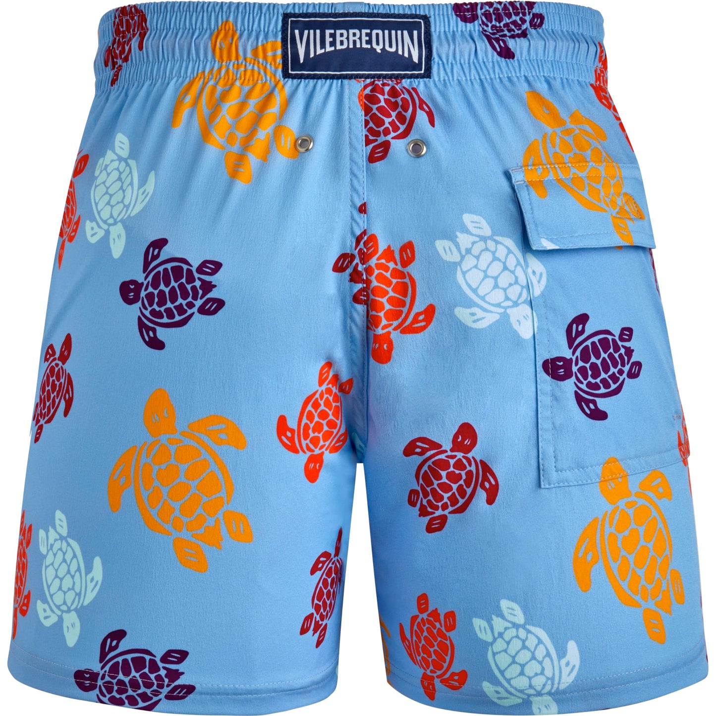 Vilebrequin Men Stretch Swim Trunks Multicolored Turtles, L, Flax Flower