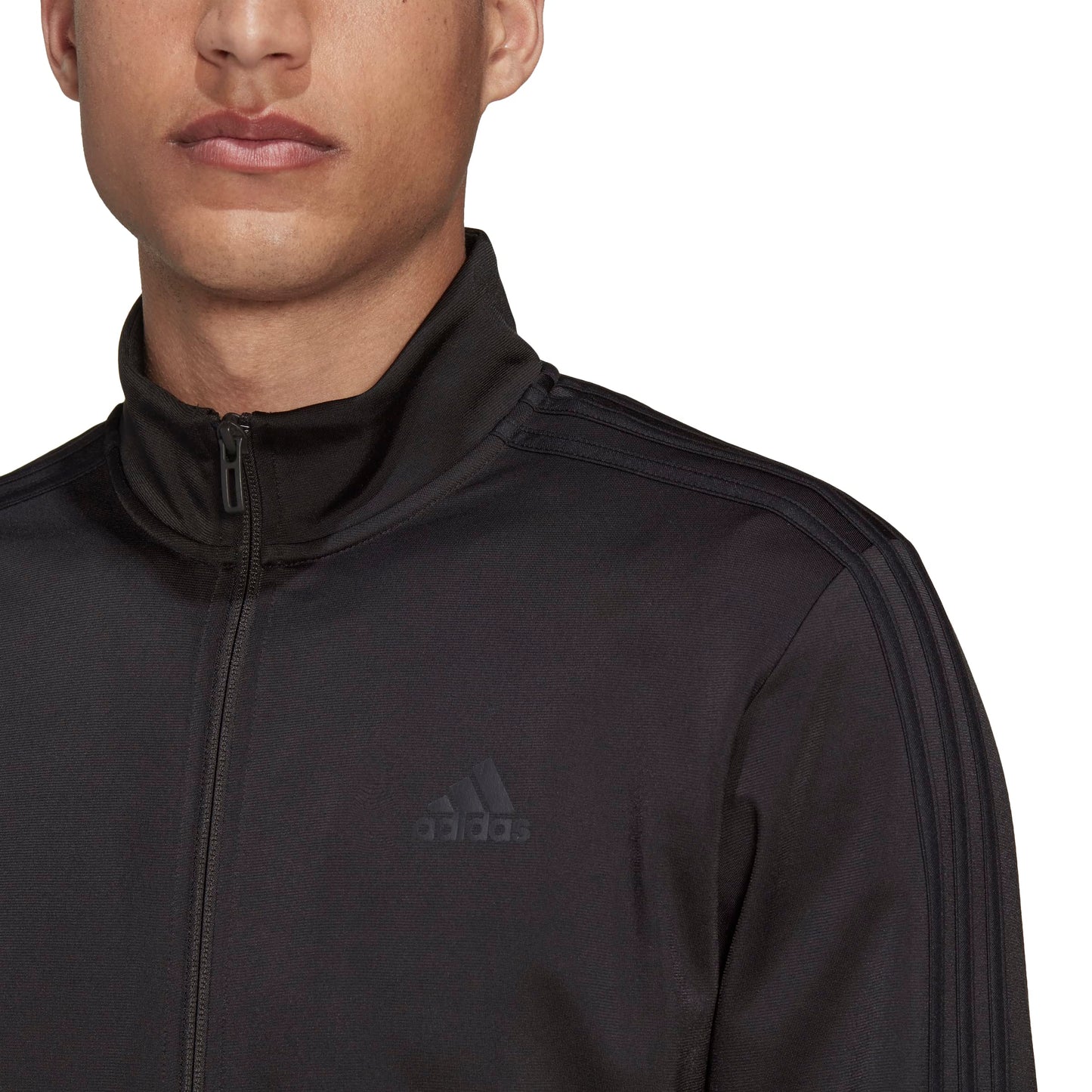 adidas Men's Warm-up Tricot Regular 3-stripes Track Jacket Black/Black Large