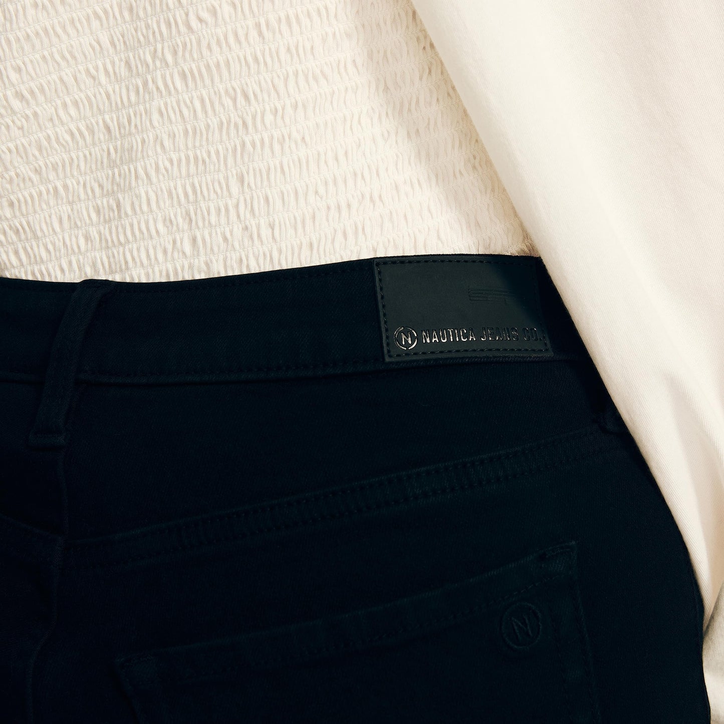 Nautica Women's Jeans Co. Sustainably Crafted Mid-Rise Straight Denim, True Black