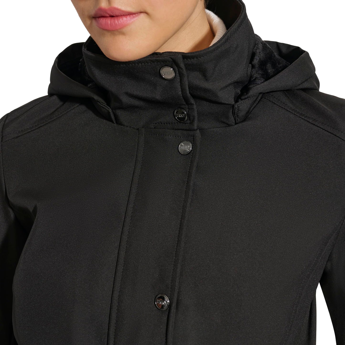 DKNY Women's Softshell Hooded Coat, Black