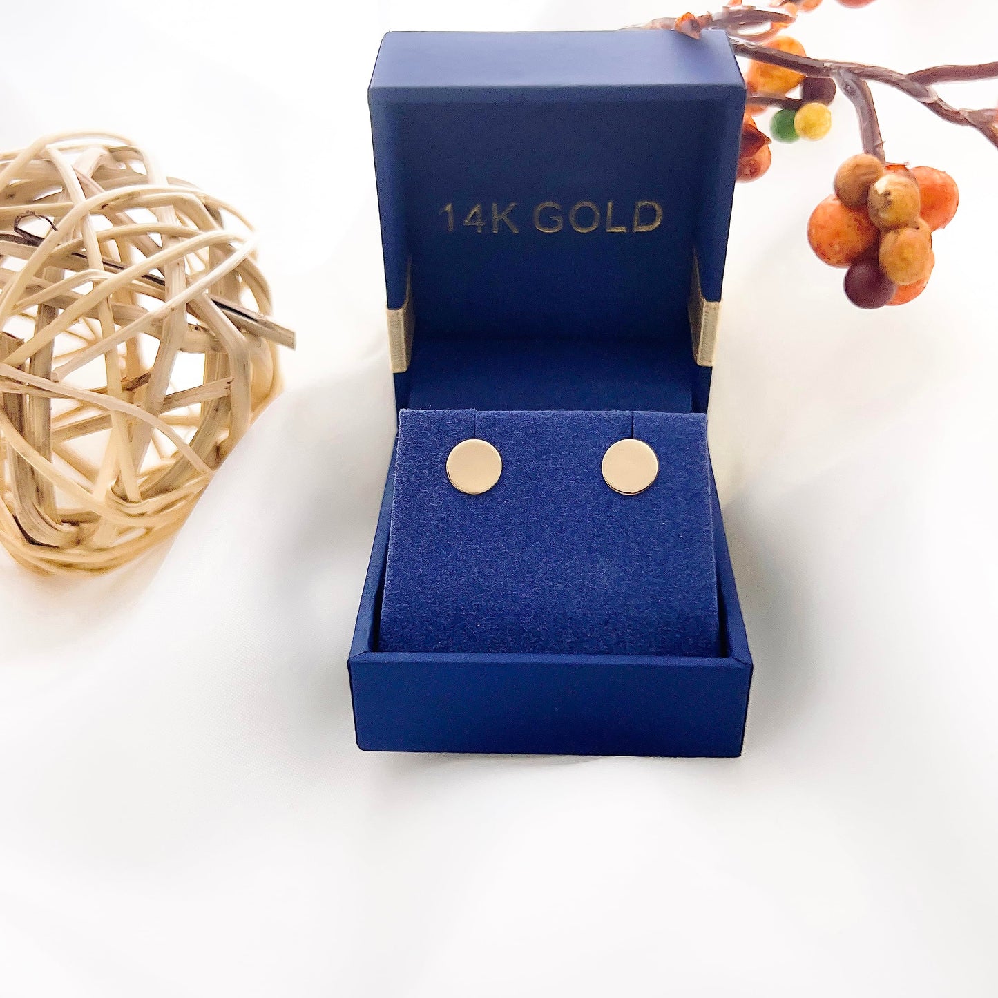 Hoberta Real 14k solid Yellow Gold Stud Earrings with Screw back for Women Girls Men for Sensitive ears Small & Minimalist Dot Studs Jewelry Gifts (Flat Round6mm)