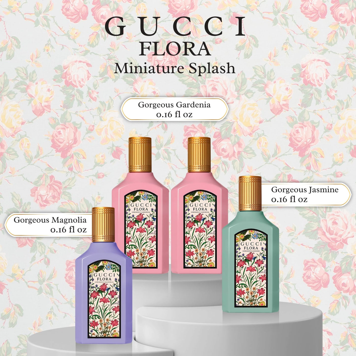Gucci Flora Perfume for Women Variety Gift Set Mini Splashes 4 X 0.16 Fl oz