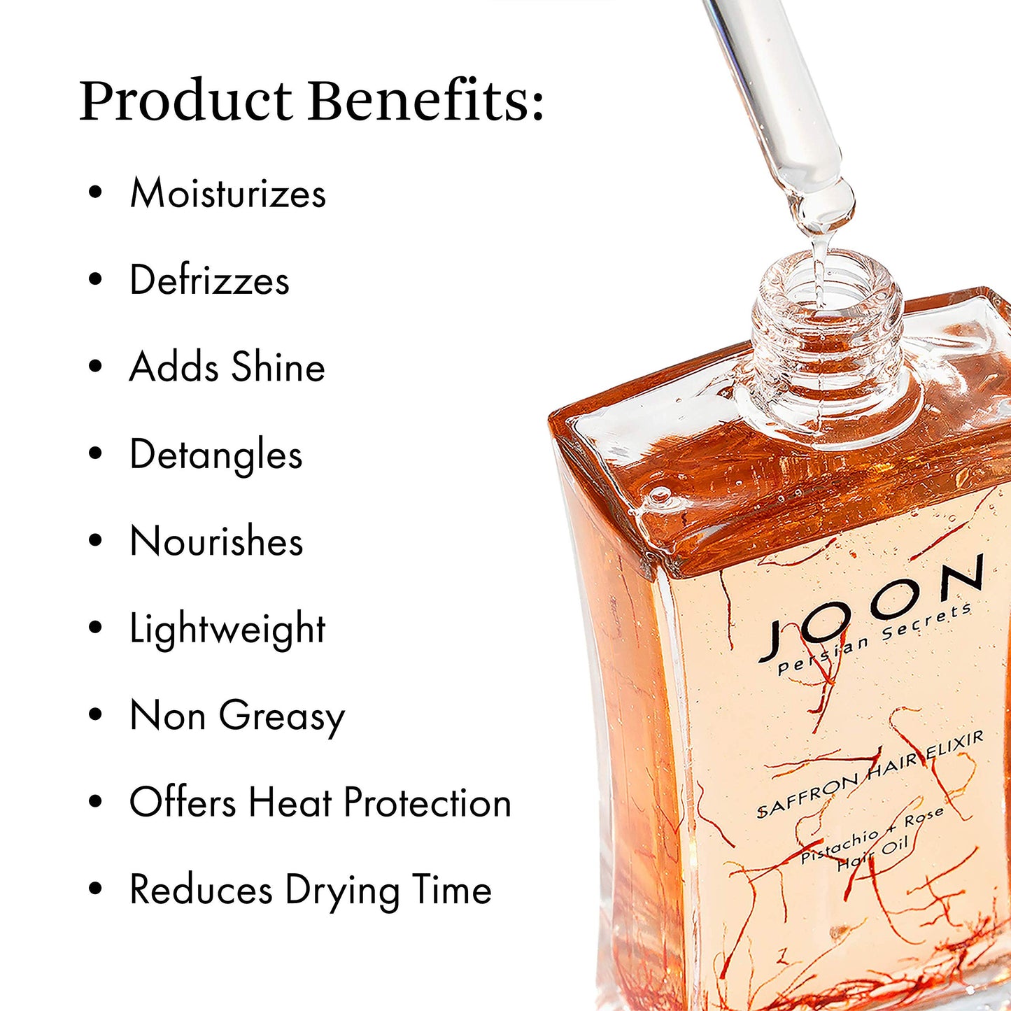 Joon Saffron Hair Elixir Pistachio + Rose Hair Oil, 1.11 Fl. Oz.