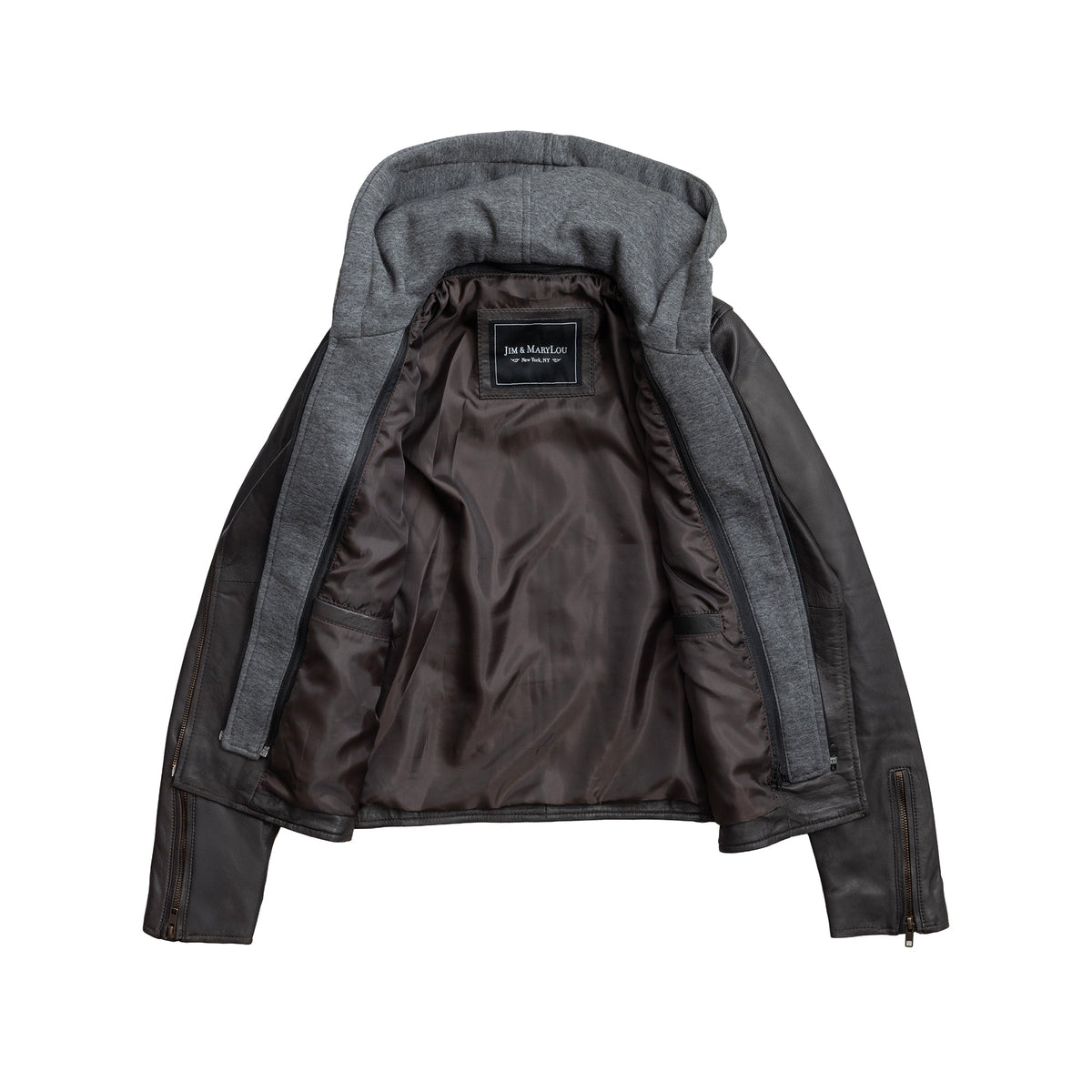 Camilla Women's Leather Jacket with Detachable Hoodie