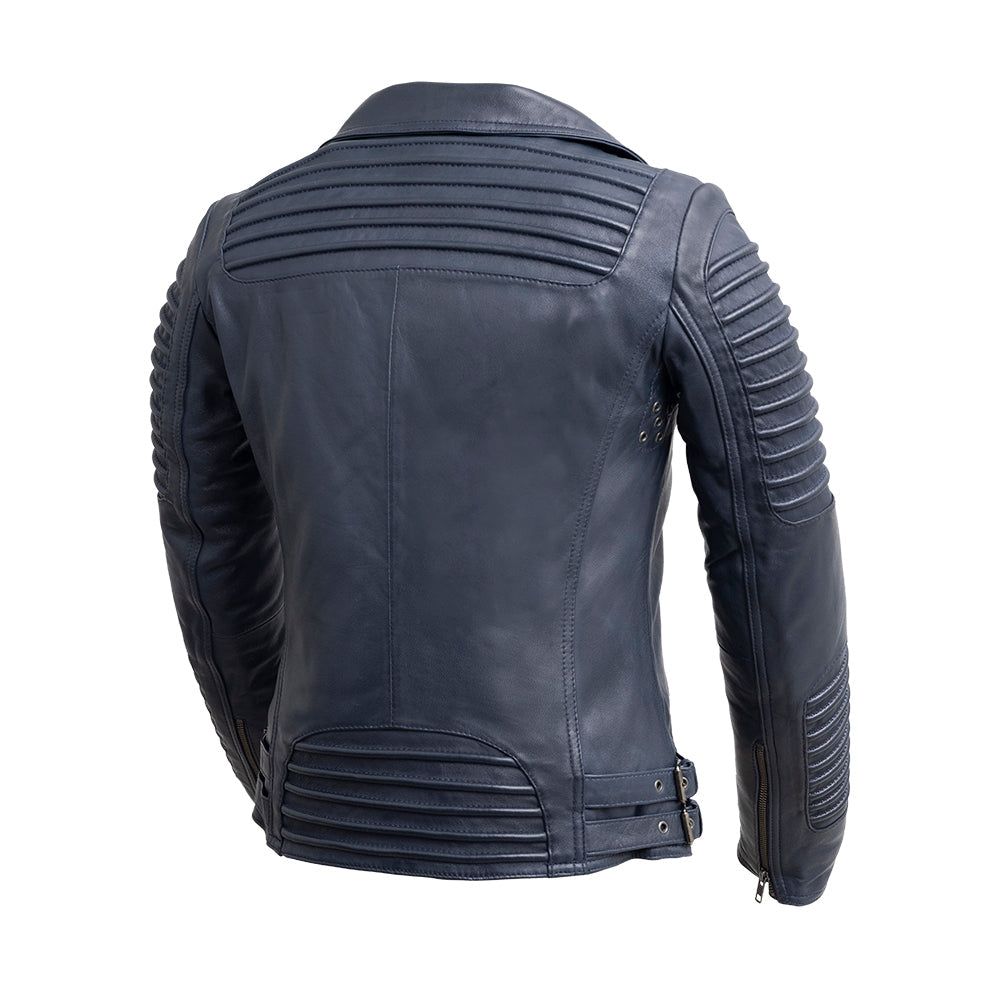 Queens Women's Fashion Leather Jacket, Navy Blue