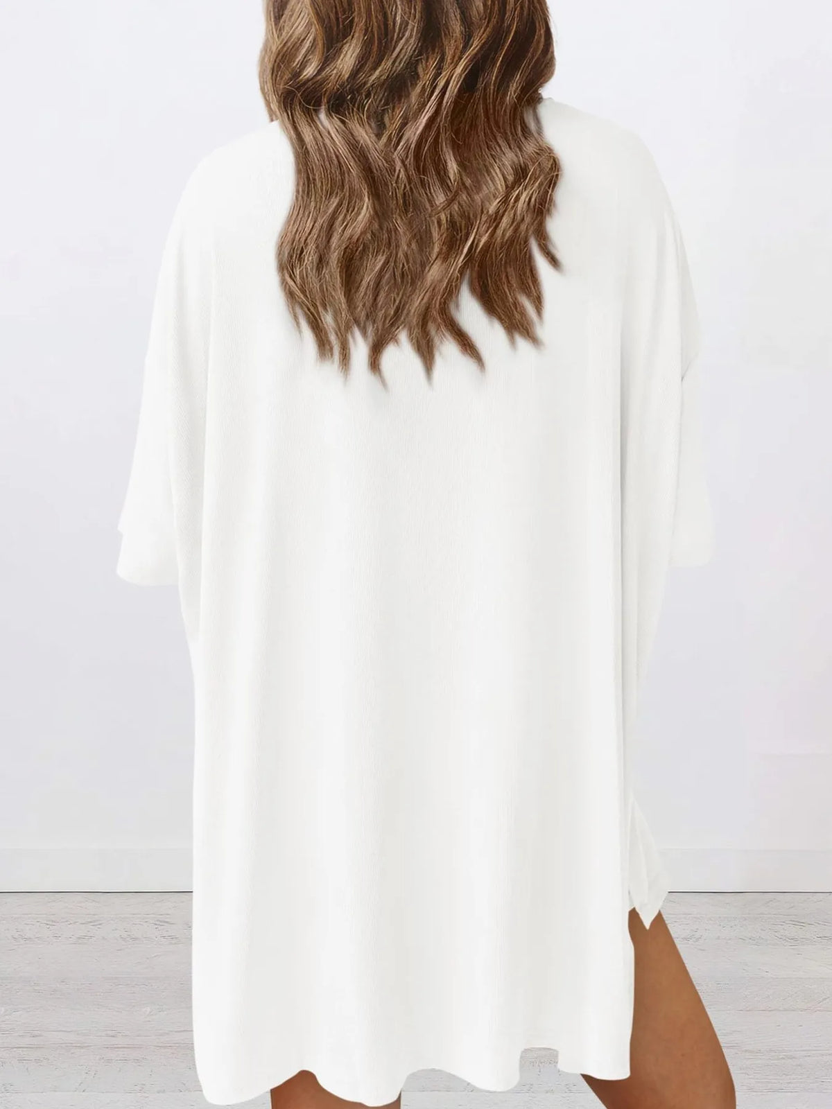 Full Size Oversized Slit Round Neck Top and Shorts Lounge Set Plus Size