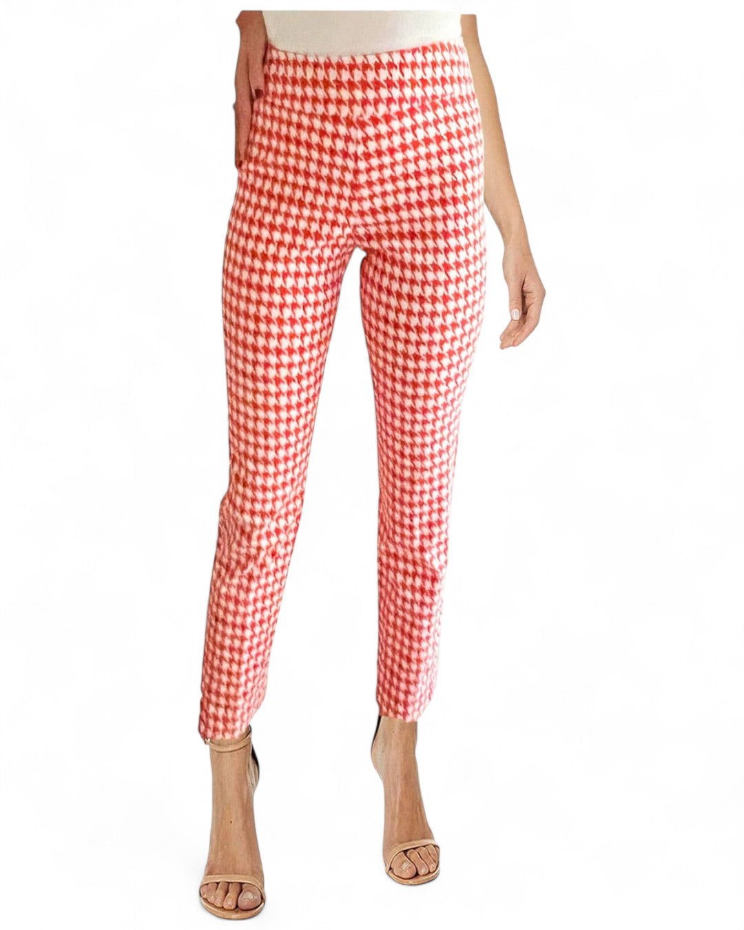 Krazy Larry P507 Pull on Pant - Tomato Mini Houndstooth