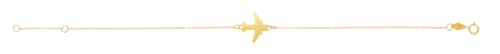 Floreo 14k Yellow Gold 11.8mm Airplane Charm Link Bracelet, Adjustable 6.25"" - 7 Inch