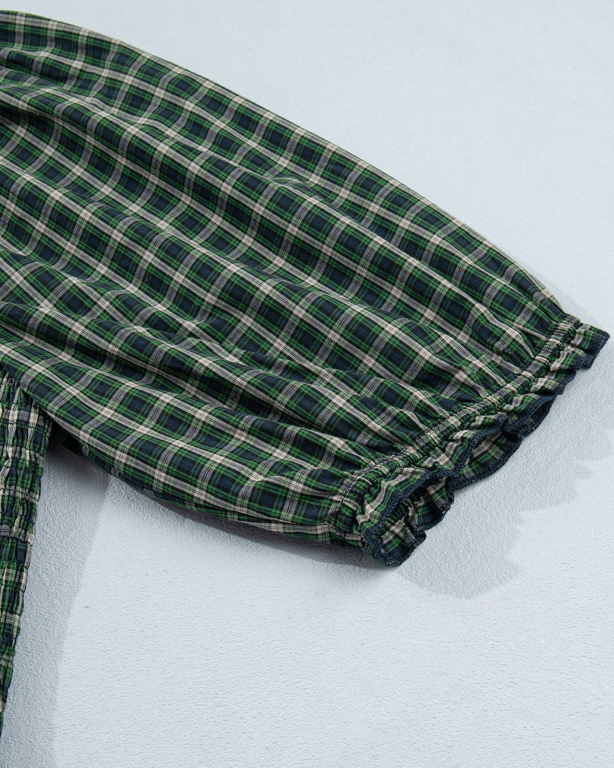 Daisy Plaid Square Neck Shirred High Waist Ruffle Hem Dress