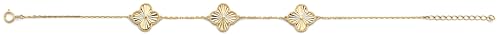 14k Yellow Gold 3 Flower Bracelet - 7+1"