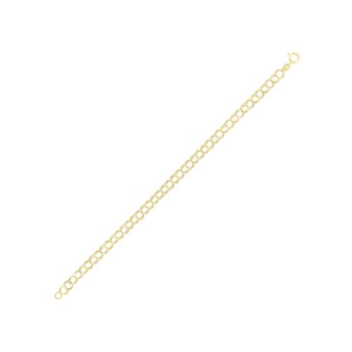 Floreo 14k Yellow Gold 4.2mm Small Triple Chino Link Chain Charm Bracelet 7 Inch