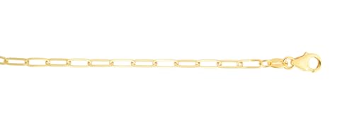 Floreo 14k Yellow Gold 4mm Solid Paperclip Link Chain Bracelet 7.25 Inch