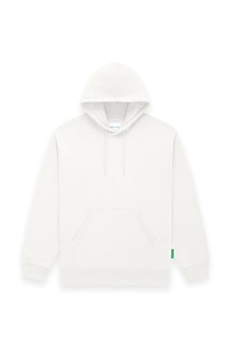 Future Planet Mens Globe Premium Pullover French Terry Soft Cotton Hoodie Sweatshirt Loose Fit (US, Alpha, Large, Regular, Regular, White)