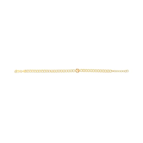 Floreo 14k Yellow Gold 3.6mm Curb Cuban Citrine Gemstone Chain Bracelet 7.25 Inch