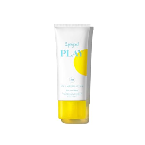 Supergoop! PLAY Mineral Lotion - 3.4 fl oz - Broad Spectrum SPF 30 Sunscreen for Face & Body - Lightweight, Fast Absorbing + Water-Resistant - With Green Algae
