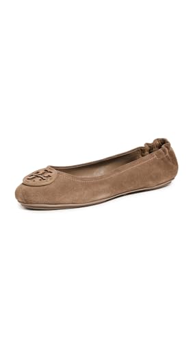 Tory Burch Women's Minnie Travel Ballet with Suede Logo, River Rock, Brown, 11 Medium US