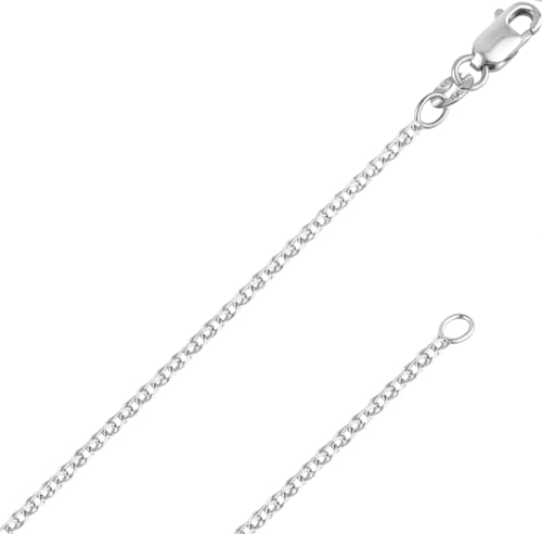 ITALIAN FASHIONS REAL Solid 10K White Gold 1.50mm,1.7mm, 2.0mm Flat Open Wheat Spiga Chain Necklace with Lobster Claw Clasp | Multiple Lengths Available | Men Women | MADE IN ITALY (10K Solid White Gold 1.5mm, 18.0 Inches)