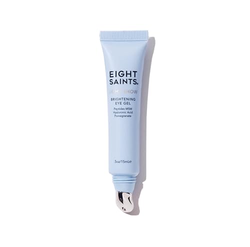 Eight Saints Light Show Brightening Eye Gel, Anti Aging Cooling Eye Gel to Reduce Puffiness, Wrinkles and Calms Under Eye Skin, with Peptides, MSM, and Hyaluronic Acid, 0.5 Ounces