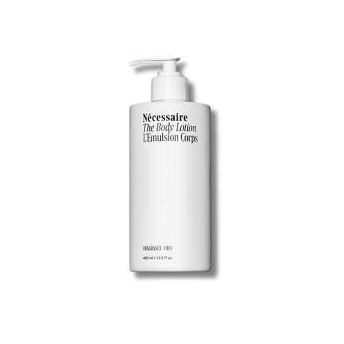 Nécessaire The Body Lotion Fragrance-Free. Firming Body Lotion for Women & Men. 48 Hour Moisture. 5 Peptides, 2.5% Niacinamide, Vitamin C/E + Omega 6/9. Non-Comedogenic. 13.5 fl oz.