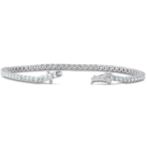 P3 POMPEII3 Pompeii 4 Carat TW Round Cut Diamond Tennis Bracelet 14k White Gold Lab Grown (((G-H)),SI(2)-I(1))