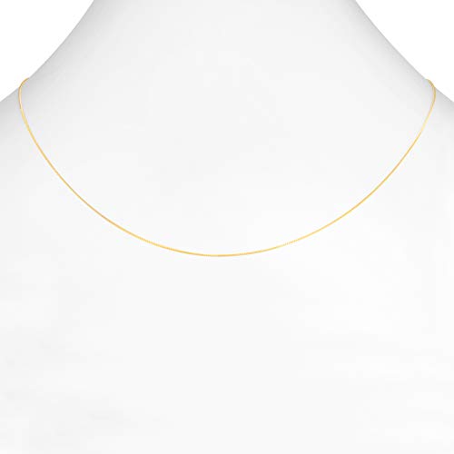 Nuragold 14K Real Yellow Gold Franco 0.6mm Dainty Solid Chain Necklace - 24"