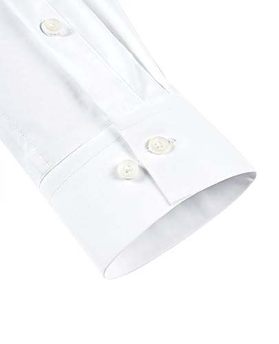 Lion Nardo Slim Fit White Dress Shirt for Men Wrinkle Free Mens Dress Shirts Long Sleeve Tall Muscle Fit Button Up Shirt