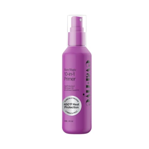 Eva NYC Mane Magic 10-in-1 Heat Protectant - New Fine Mist + No-Leak Spray - Sunflower Seed + Argan Oil Heat Protection Spray - For Medium + Thick Hair - 10-in-1 Hair Primer - Vanilla Scent - 5 fl oz