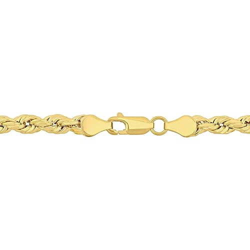 Abbie+Cleo 10K Real Gold Rope Chain Bracelet for Men and Women - Cadena de Oro para Hombres y Mujeres - (10k - 5mm - 9 Inch)