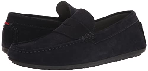 HUGO Women's Dandy Moccasin Loafer, 12 US, Sky Captain Navy
