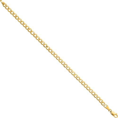 IceCarats 14K Yellow Gold 4.3mm Thick Curb Chain Link Bracelet, 7 inch