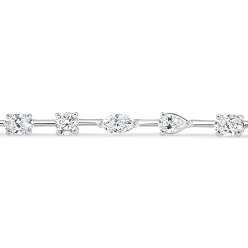 Pompeii 5Ct Mixed Cut Diamond Tennis Bracelet 7" 14k White Gold Lab Grown - Size 7 (EF,VS)