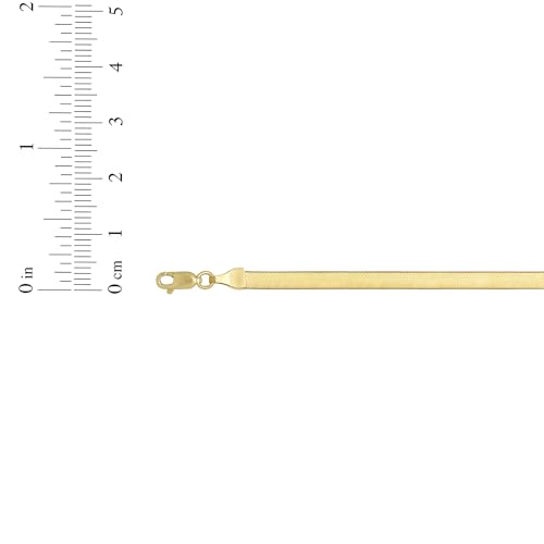 Floreo 14k Yellow Gold 4mm Solid Herringbone Chain Bracelet or Anklet 8 Inch