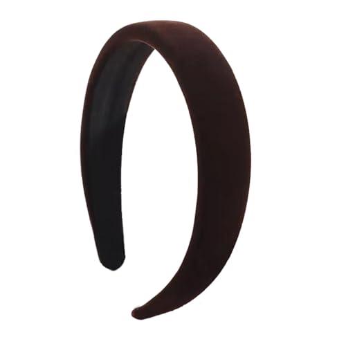 Lvyeer Deep brown Velvet Padded Headbands for Women Fashion Non slip Comfortable Head Bands for Women (Deep brown, one size)