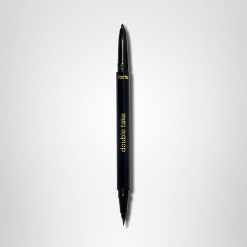 tarte double take eyeliner – 2-in-1 Liquid & Gel Eyeliner for Bold All-Day Wear, Waterproof, Easy to Apply, Vegan, Cruelty-Free, full size, black
