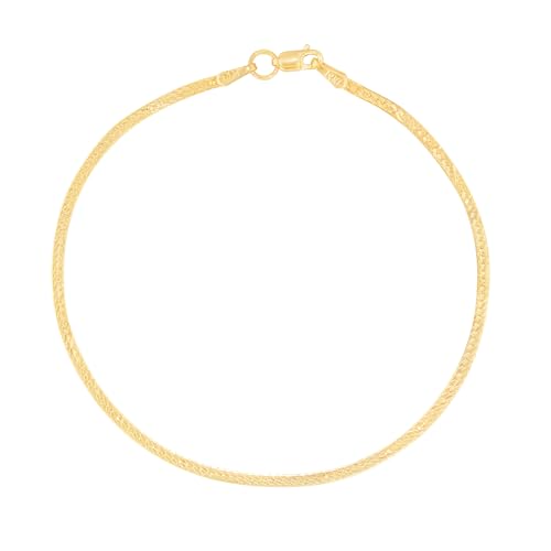Floreo 14k Yellow Gold 1.5mm Solid Herringbone Chain Bracelet or Anklet 8 Inch